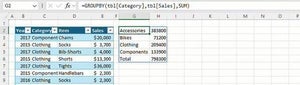Excelが新たな集計関数サポート、GROUPBYで項目ごとの集計が容易に