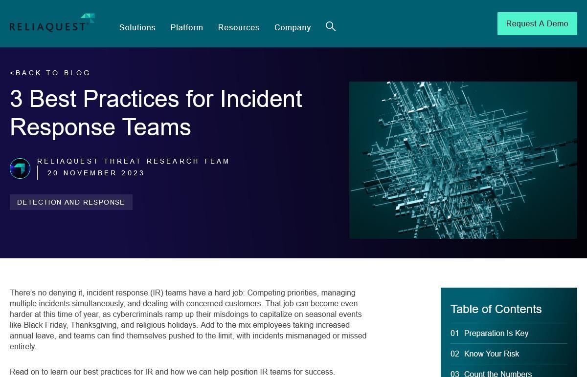 3 Best Practices for Incident Response Teams - ReliaQuest