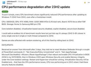 Windows 11 23H2でゲームのパフォーマンスが低下する問題発生か