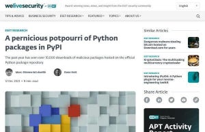 Pythonパッケージリポジトリ「PyPI」にマルウェア混入、注意を