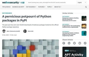 Pythonパッケージリポジトリ「PyPI」にマルウェア混入、注意を