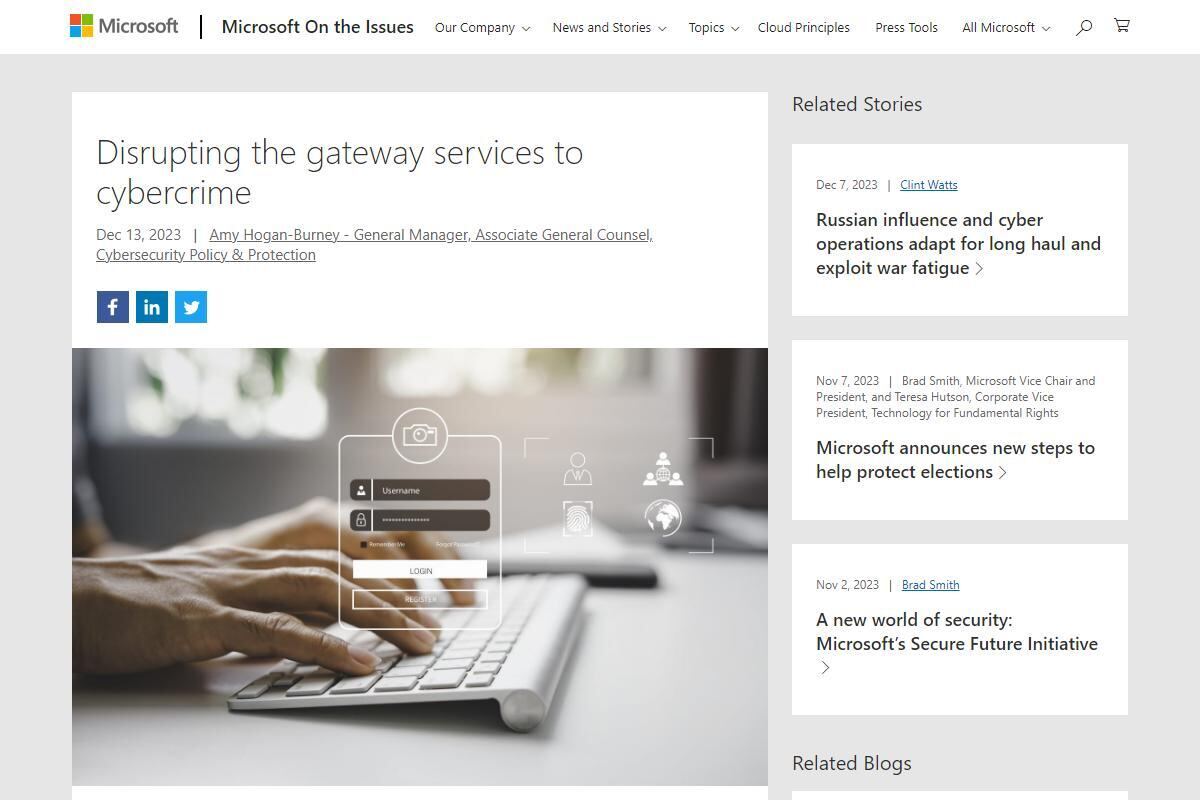 Disrupting the gateway services to cybercrime - Microsoft On the Issues