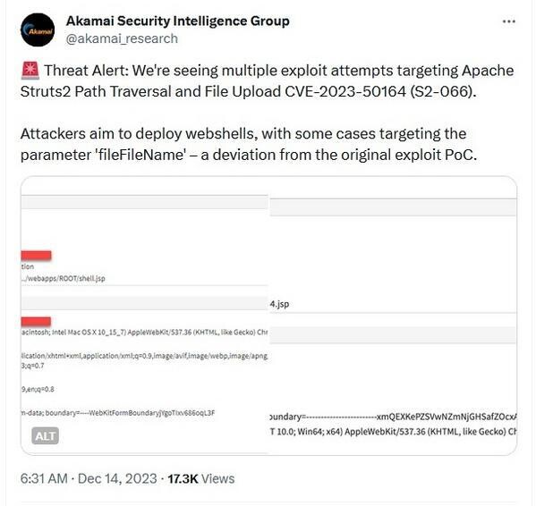 X(旧Twitter)上のAkamai Technologiesの警告