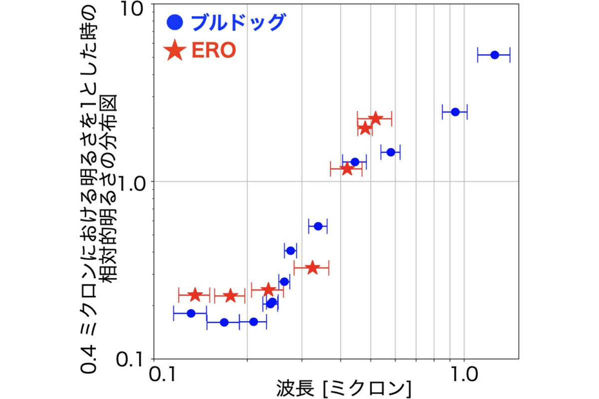 ブルドッグとEROの平均スペクトル分布図