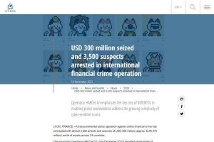 ICPOによるサイバー犯罪捜査、3億米ドル押収し容疑者3,500人逮捕