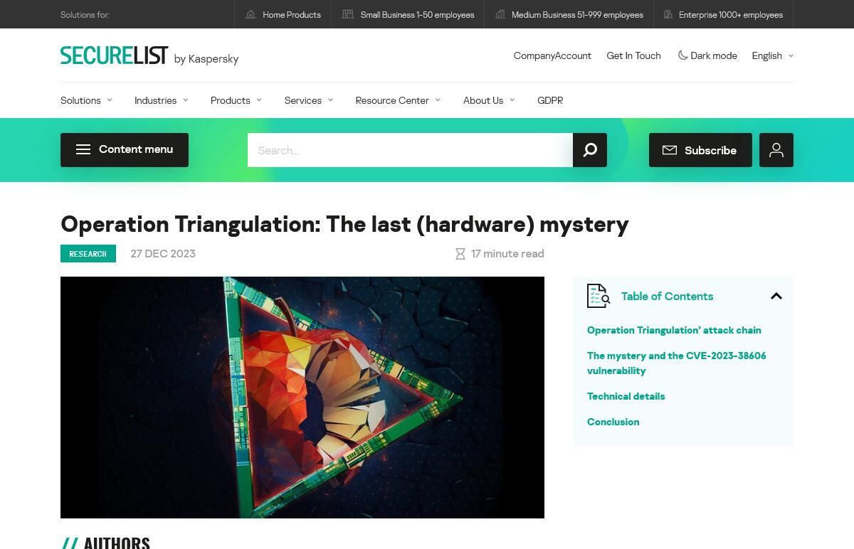 Operation Triangulation: The last (hardware) mystery｜Securelist