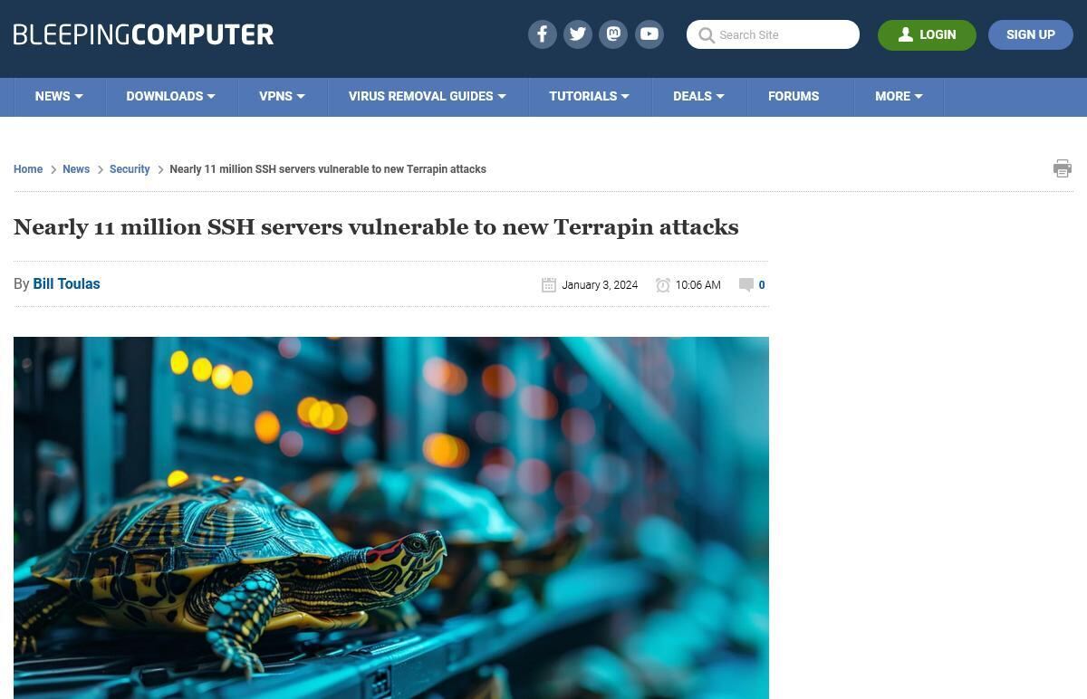 Nearly 11 million SSH servers vulnerable to new Terrapin attacks