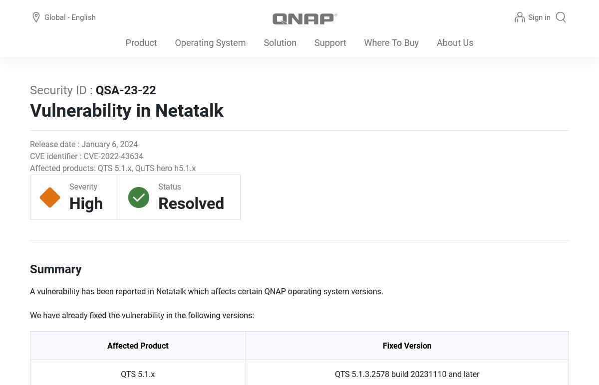 Vulnerability in Netatalk - Security Advisory｜QNAP