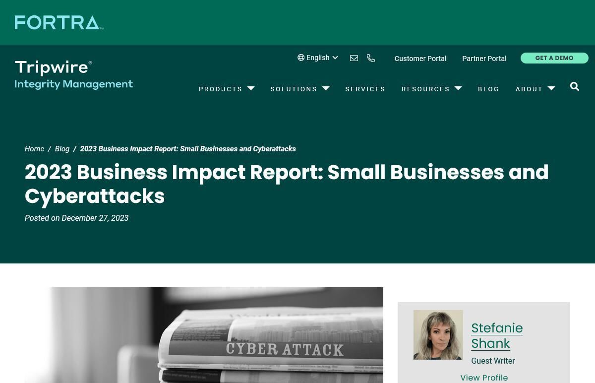 2023 Business Impact Report: Small Businesses and Cyberattacks｜Tripwire