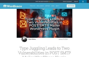 WordPressの人気のプラグイン「Post SMTP」に緊急の脆弱性、更新を