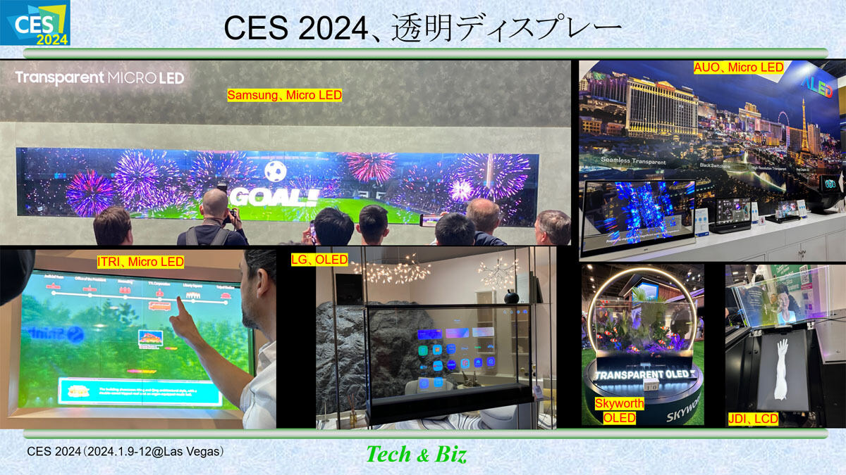 CES 2024で展示された透明ディスプレー