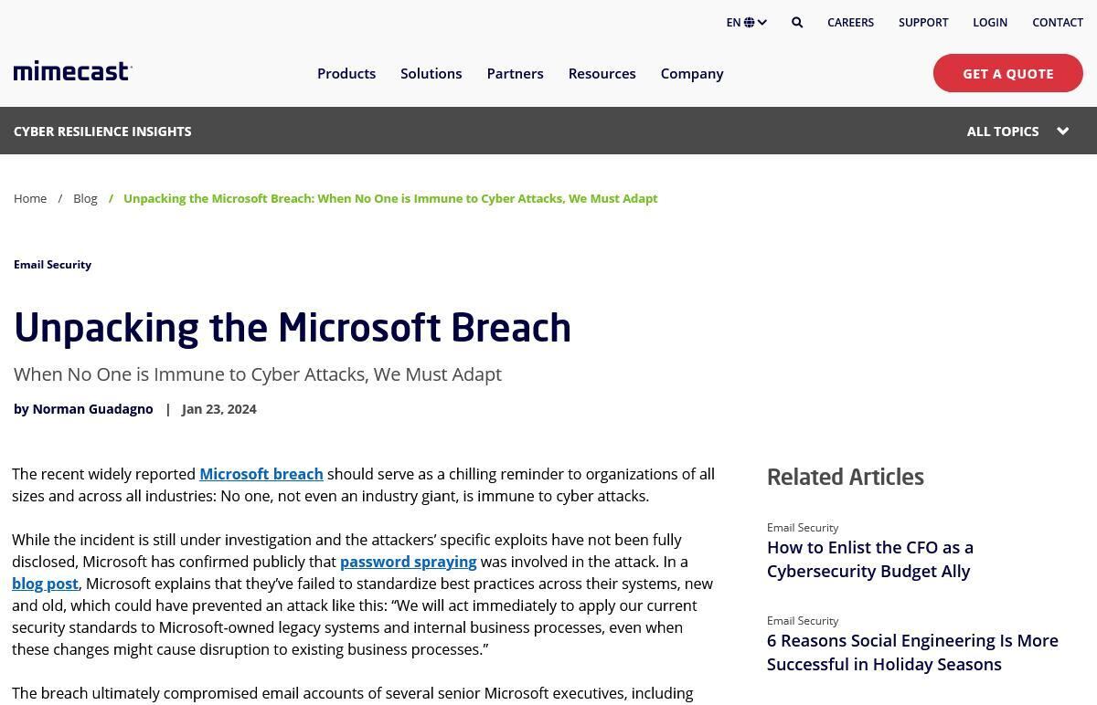 Unpacking the Microsoft Breach｜Mimecast