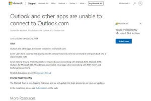 Outlook.comに不具合、Microsoft Outlookなど複数のアプリから接続できない