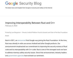 Google、Rust Foundationに100万ドル助成 - C++との相互運用性向上目指す