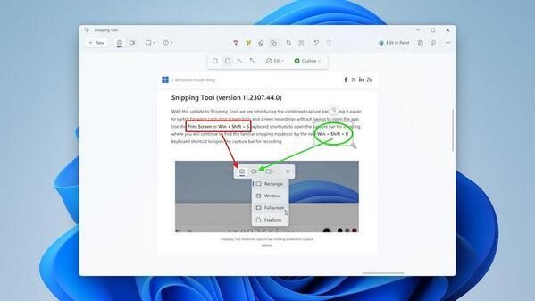 ツールバーに図形ボタンが追加されている　出典:Windows Insider Blog