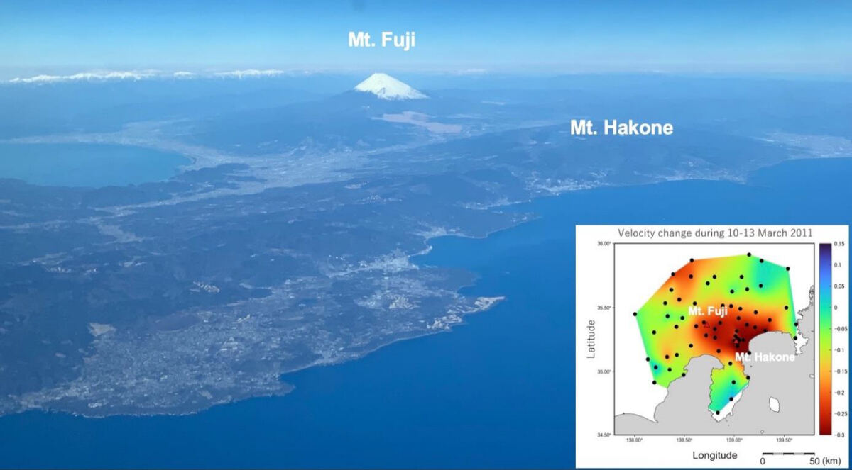 2011年の東北地方太平洋沖地震と静岡県東部地震で影響を受けた富士山と箱根地域