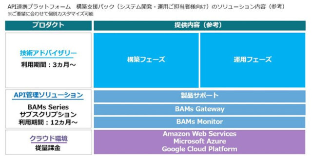 「API連携プラットフォーム構築支援パック」の概要(同社資料より)