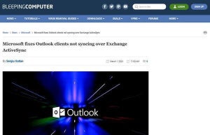 OutlookクライアントのExchange ActiveSync接続問題を修正、Microsoft