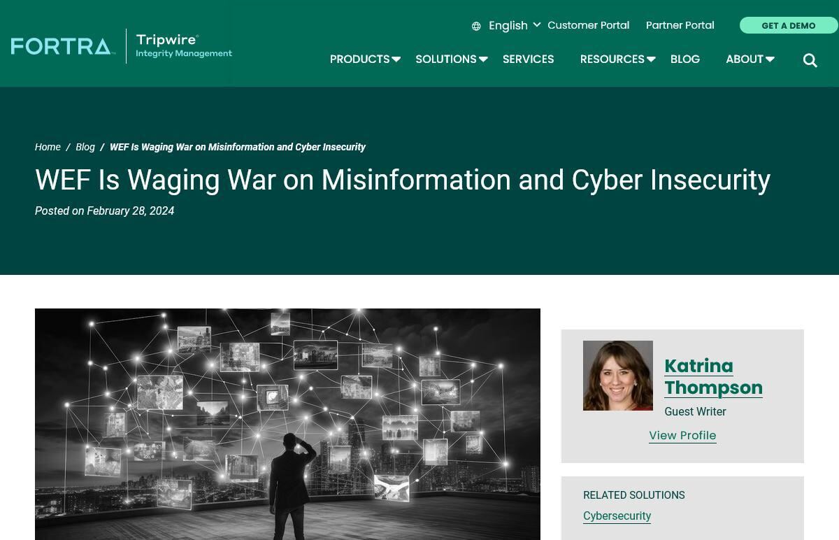 WEF Is Waging War on Misinformation and Cyber Insecurity｜Tripwire