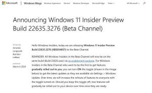 Microsoft、Windows 11 Build 22635.3276をBetaチャネル向けにリリース