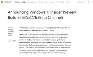 Microsoft、Windows 11 Build 22635.3276をBetaチャネル向けにリリース