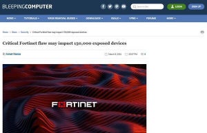 Fortinet FortiOS、FortiProxyの緊急の脆弱性、国内約1万台が未対策