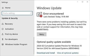 Windows 10で更新プログラムKB5001716のインストールに失敗する問題発生か