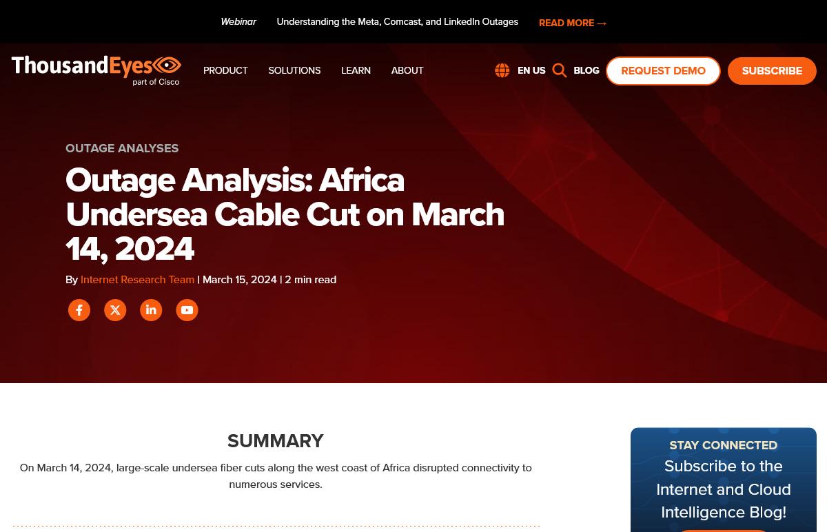 Outage Analysis: Africa Undersea Cable Cut on March 14、2024