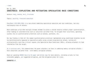 CPUの投機的実行悪用した新しい脆弱性「GhostRace」発見