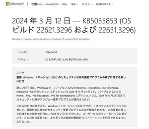 更新プログラムKB5035853を適用したWindows 11で複数の問題が発生か