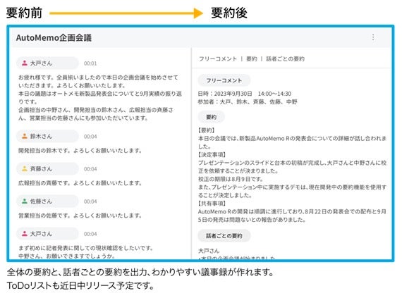 録音から議事録の作成までオートメモで簡単に