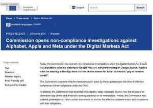 欧州委員会がAlphabet、Apple、Metaに対するDMA違反の調査を開始