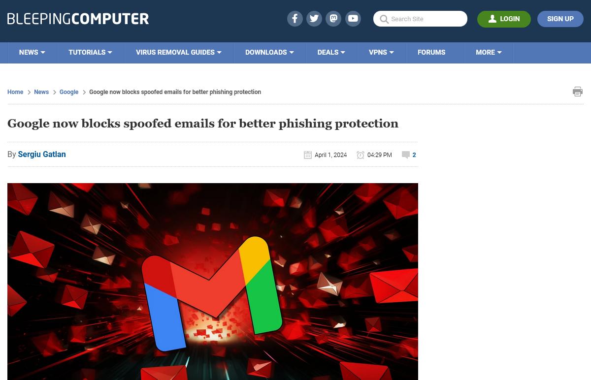 Google now blocks spoofed emails for better phishing protection