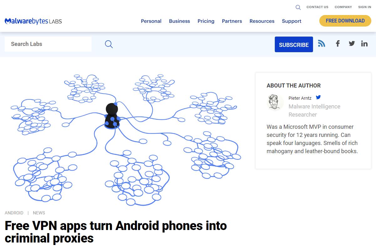 Free VPN apps turn Android phones into criminal proxies｜Malwarebytes