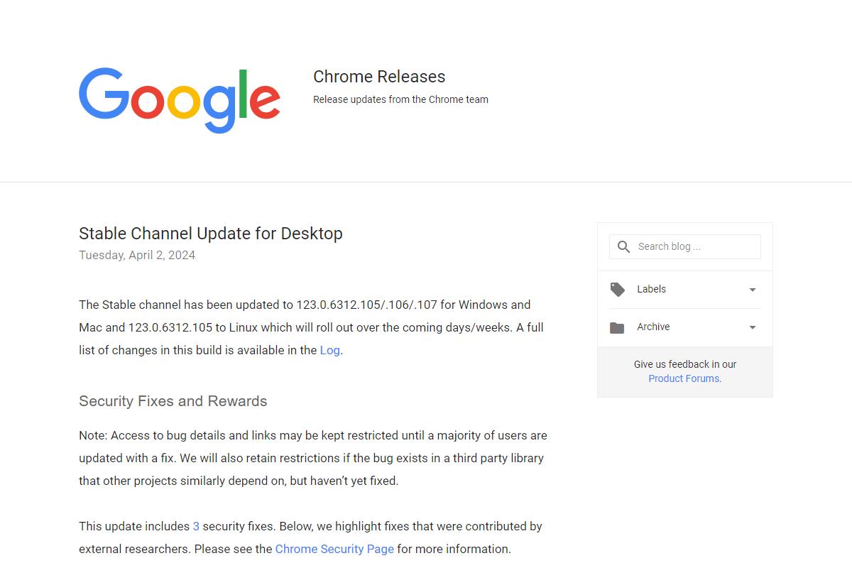 Chrome Releases: Stable Channel Update for Desktop