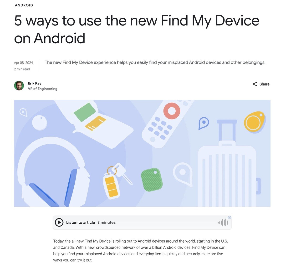 Google、Android向け新しいFind My Deviceサービス開始を正式発表 - 5つの活用例 | TECH+（テックプラス）