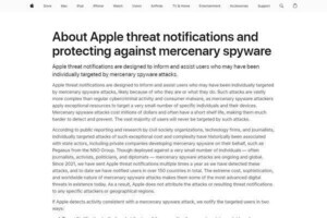 Apple、スパイウェア脅威通知システムの文書改訂 - NSO Groupを名指しで非難