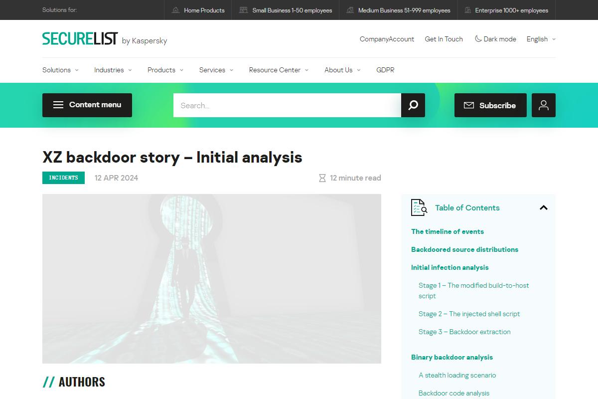 Kaspersky analysis of the backdoor in XZ｜Securelist