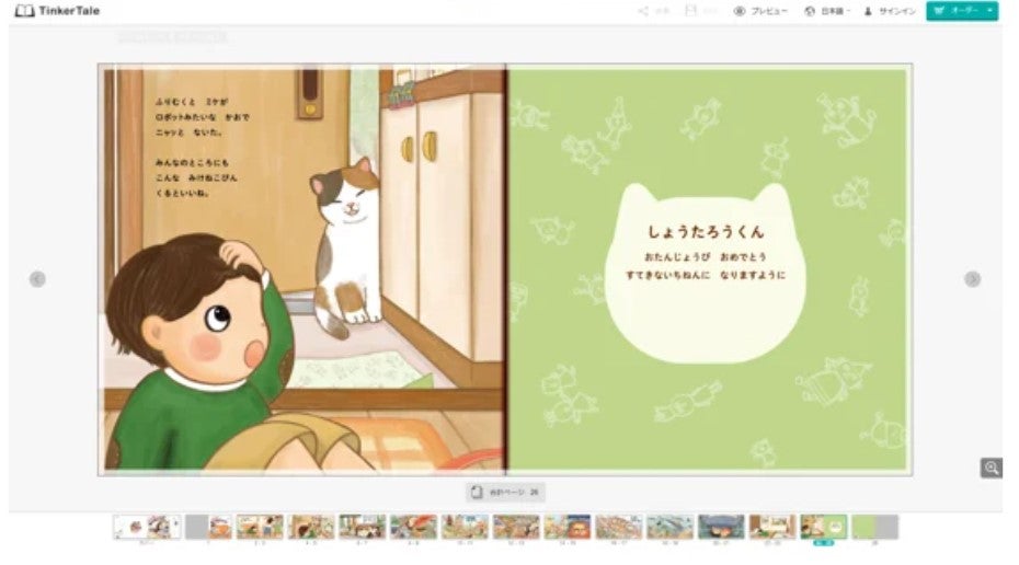 『ふしぎな みけねこびん』でのプレビュー画面のカスタマイズイメージ