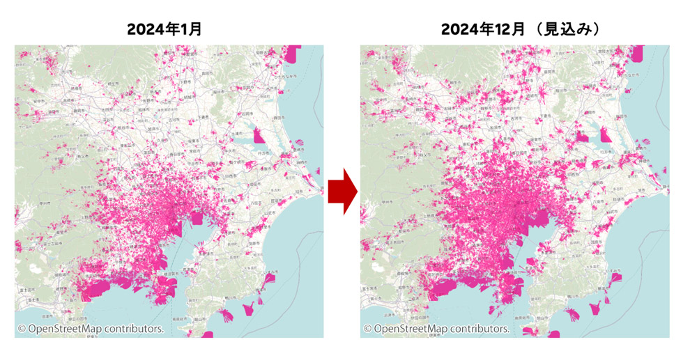 関東地方での楽天回線5G(3.7GHz帯)エリア展開予定