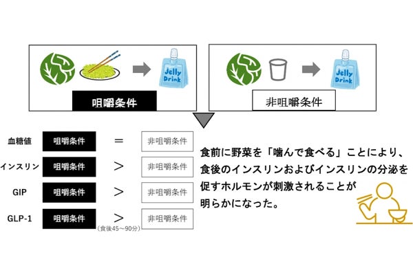 早大、野菜をよく噛んで食べることは食後の血糖値を下げる効果があると発表