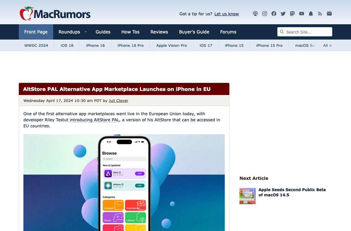 AltStore PAL Alternative App Marketplace Launches on iPhone in EU - MacRumors