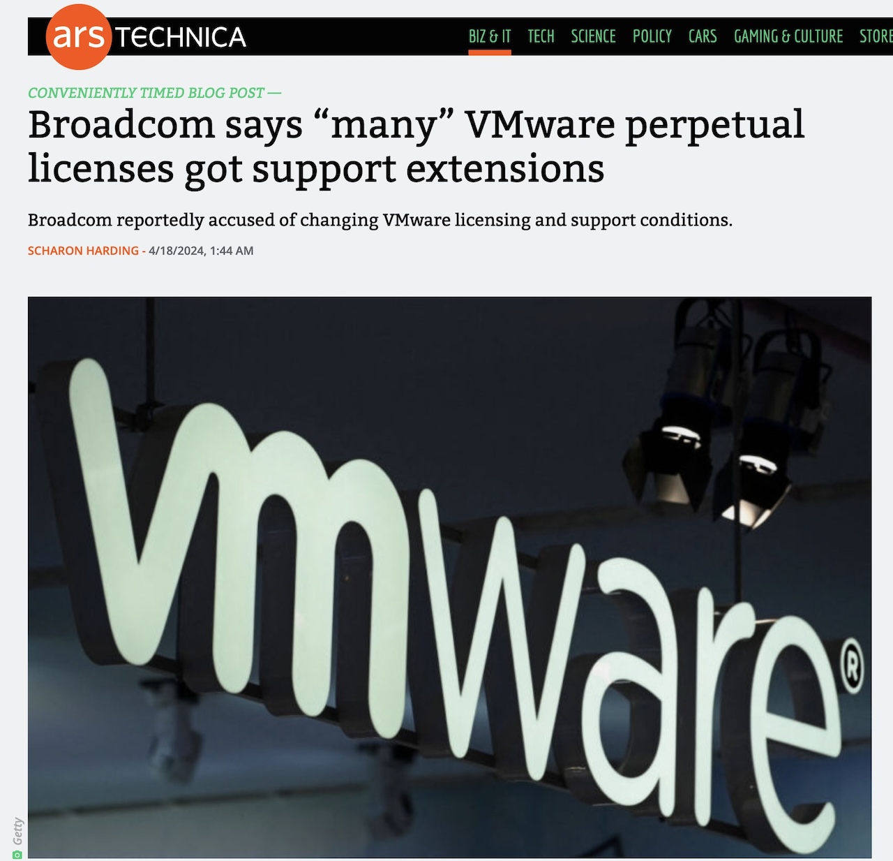 Broadcom says “many” VMware perpetual licenses got support extensions｜Ars Technica