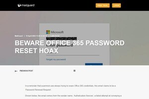 Microsoft 365のパスワード更新を求めるフィッシングメールに注意