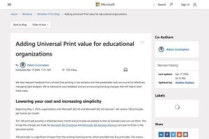 Microsoft、教育機関にMicrosoft 365のユニバーサルプリントの印刷ジョブ数拡大