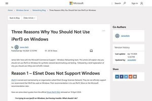WindowsユーザーはiPerf3を避けるべき、Microsoftが否定的見解示す
