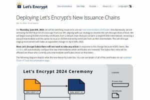Let's Encryptが6月6日に新しい中間証明書に移行、これから毎年切り替え