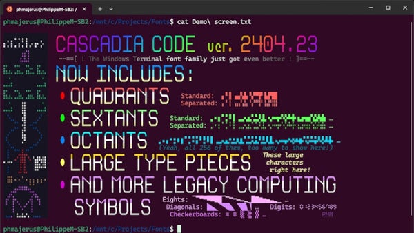 Windowsターミナルのフォントを色鮮やかにカスタマイズ「Cascadia Code」最新版