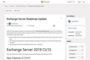 Exchange Serverの最新ロードマップを発表、Microsoft