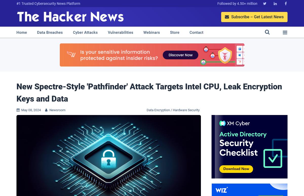 New Spectre-Style 'Pathfinder' Attack Targets Intel CPU、Leak Encryption Keys and Data